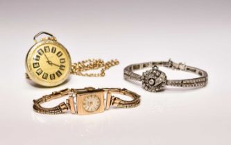 Two lady's wristwatches and a pocket watch