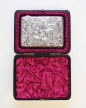 A cased Edwardian silver card/stamp case