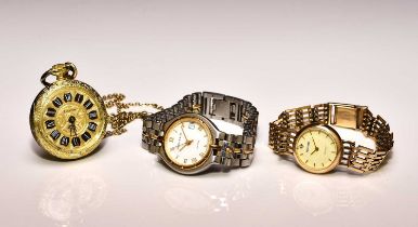 Accurist and Mappin & Webb: Two lady's bracelet watches, and a pocket watch