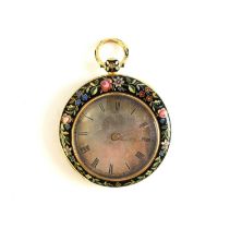 Pierre Frederic Ingold: A lady's enamelled 18ct gold open face pocket watch