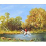 Frank Wooton OBE (1914-1998) Huntsman Crossing a Stream