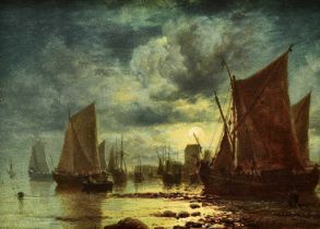 James Webb (1825-1895) Moonlight on the Dutch Coast