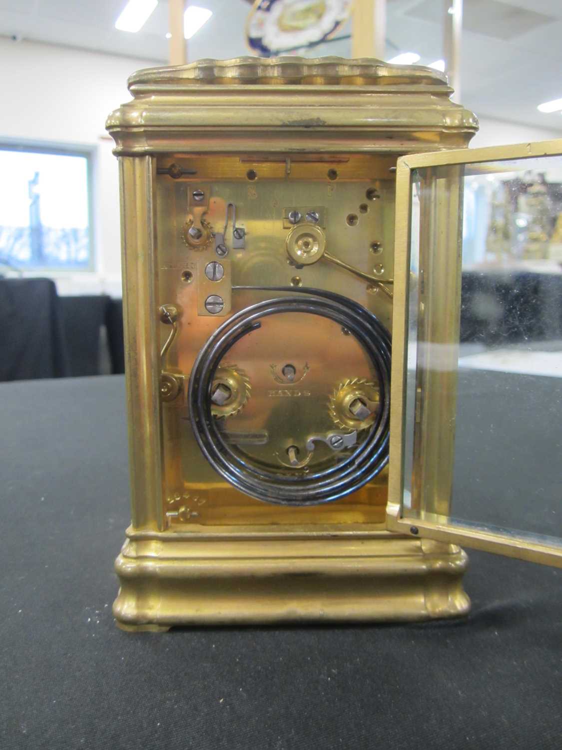A late 19th century French gilt brass Grand Sonnerie carriage clock with repeat and alarm - Image 13 of 13