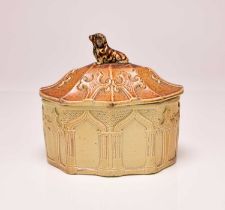 Derbyshire salt-glazed tobacco jar and cover, circa 1830-50