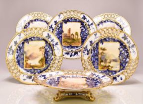 A Coalport dessert service with named views, circa 1870-80