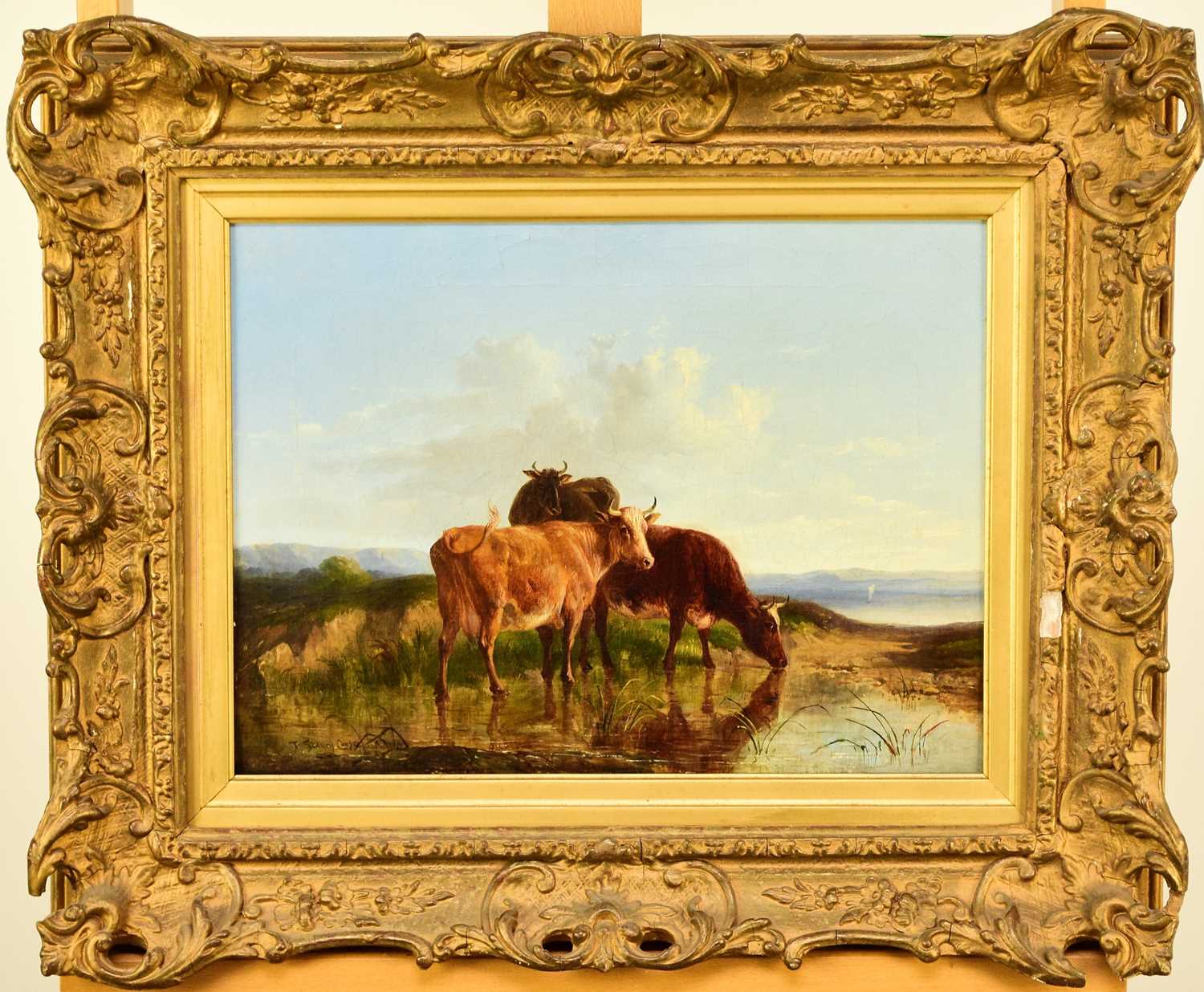 Thomas Sidney Cooper RA (1803-1902) Three Cows Watering in a Dune Landscape - Image 2 of 15