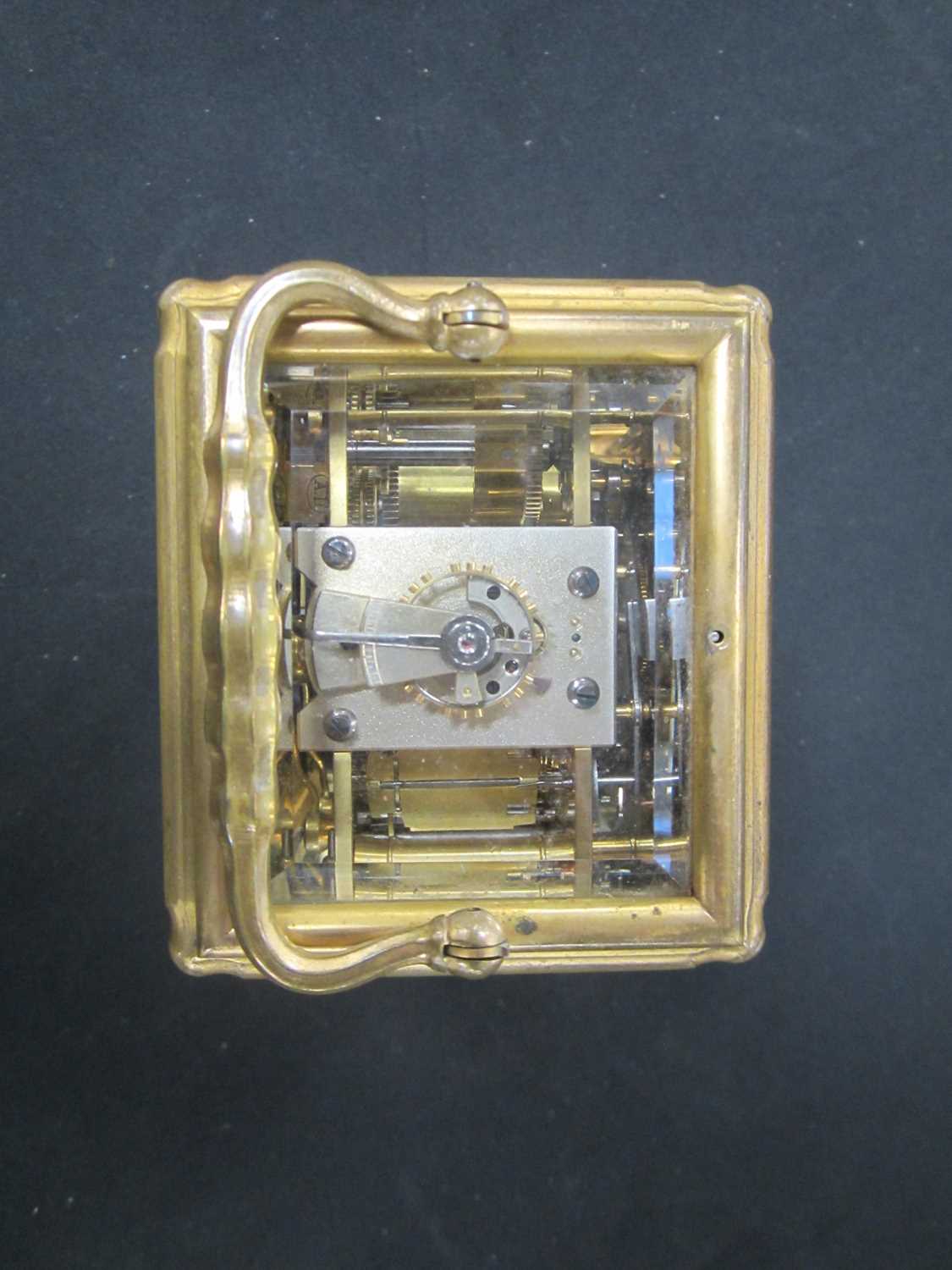 A late 19th century French gilt brass Grand Sonnerie carriage clock with repeat and alarm - Image 8 of 13