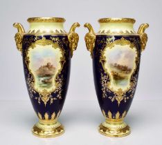 A pair of Coalport vases by J.H Plant, circa 1900-1910
