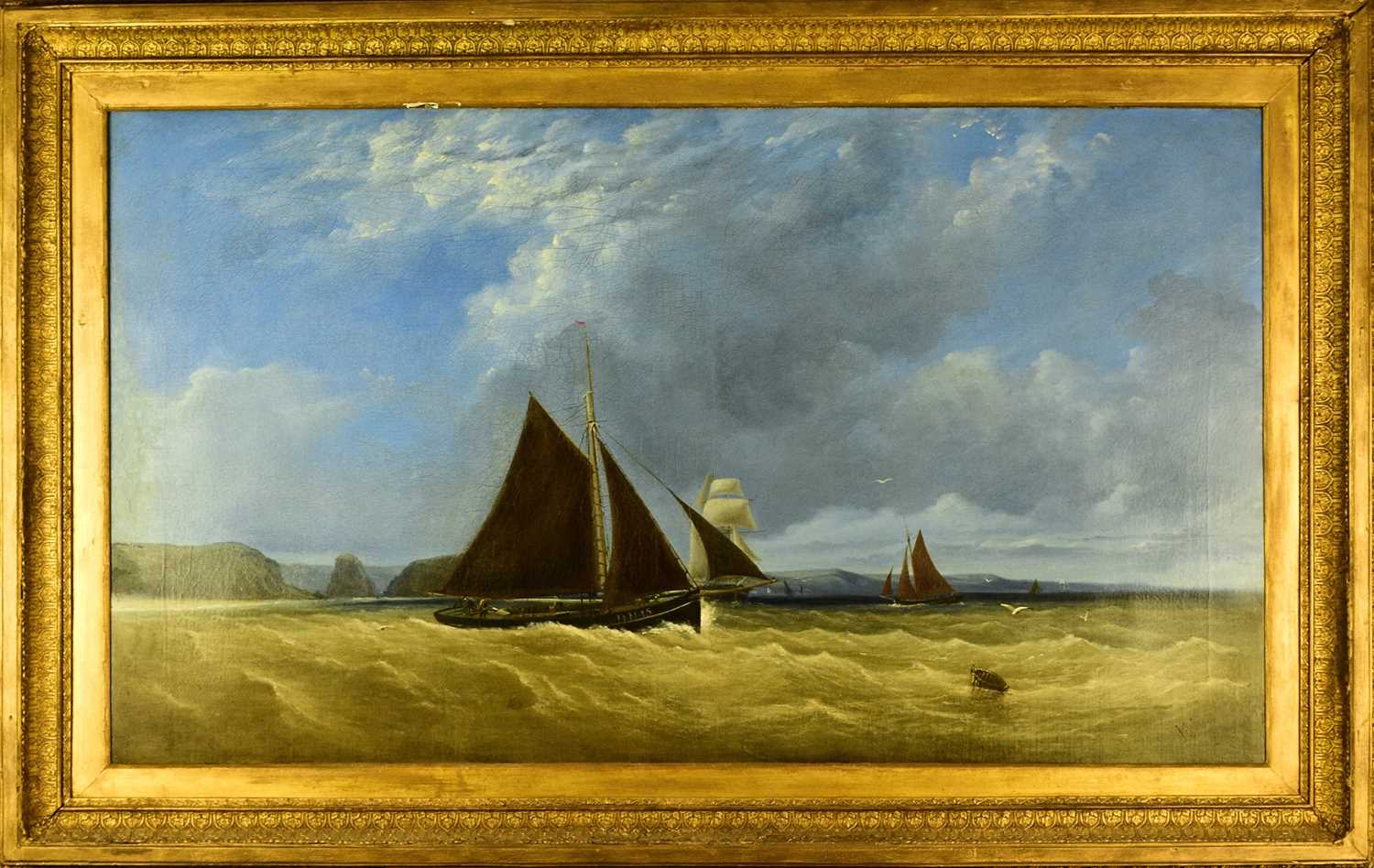 British School (19th Century) Boats on a Rough Coastal Sea