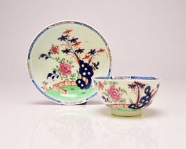 Lowestoft 'Redgrave' tea bowl and saucer, circa 1780