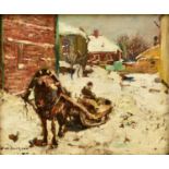 Frederick William Jackson RBA (1859-1918) Horse Drawn Sled in the Snow