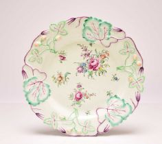 Longton Hall porcelain strawberry plate, circa 1755-56