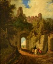 Attributed to Joseph Horlor (1809-1887) Gateway to Conwy Castle, North Wales