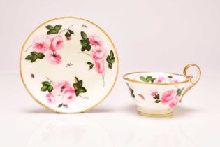 Nantgarw 'Three Rose' teacup and saucer, circa 1820