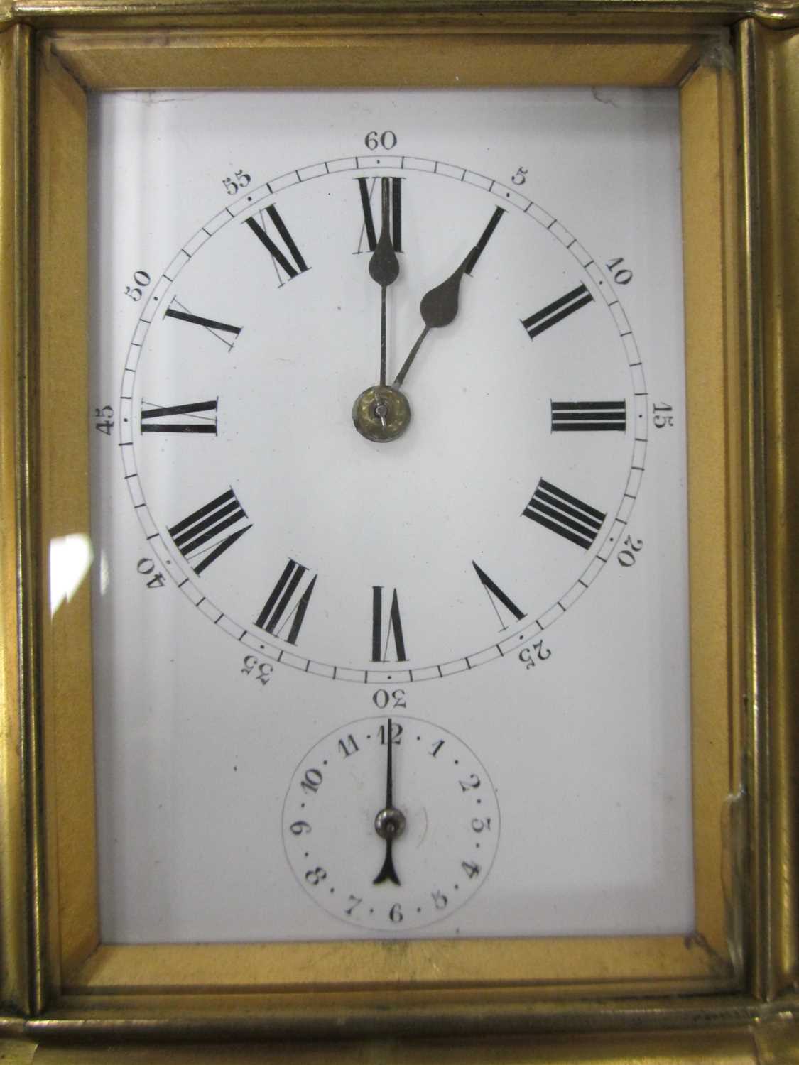 A late 19th century French gilt brass Grand Sonnerie carriage clock with repeat and alarm - Image 11 of 13