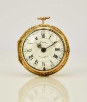 William Flame: A 22ct gold key wind repousse pair case pocket watch