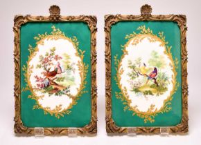 A pair of English porcelain rectangular plaques attributed to Coalport