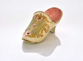 Coalport 'jewelled' slipper, late 19th/early 20th century