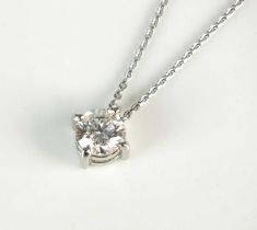 A single stone diamond pendant on chain