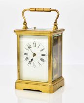 A French brass carriage clock with repeat, early 20th century