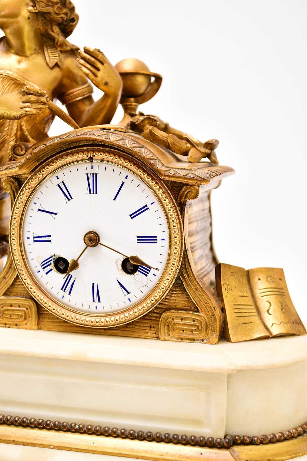 A French ormolu and marble figural mantel clock, 19th century - Image 5 of 11