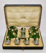 Silver-mounted cased Coalport coffee service, dated 1907