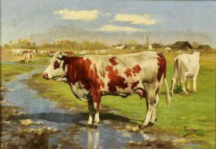 Miklos Rajzo (1865-1913) Cows in Pasture