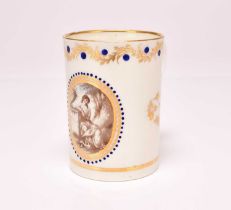 A rare Caughley polychrome mug, circa 1785-90