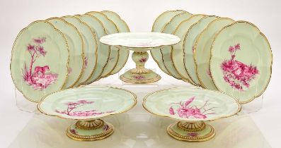 An unusual Coalport dessert service painted with animals, circa 1860