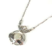 A Murrle Bennett Arts & Crafts silver and mother of pearl pendant on chain