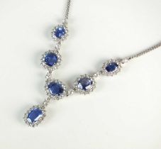 A blue sapphire cluster necklace