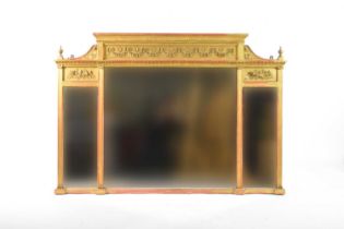 A 19th century Regency revival three-glass overmantel mirror