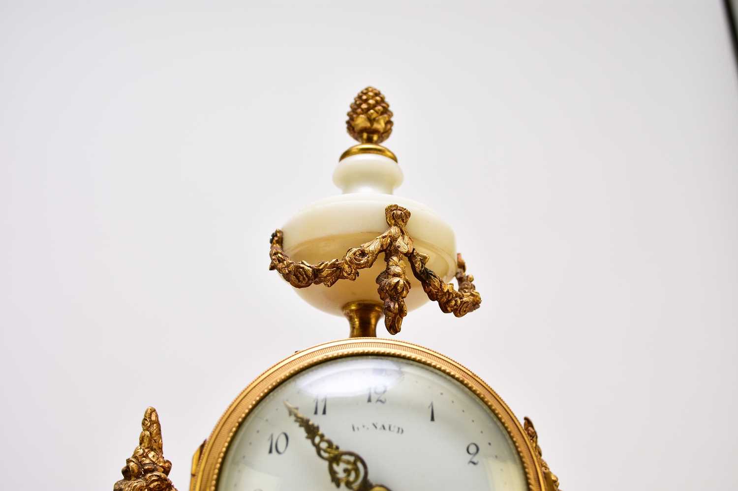 A late 19th century French Portico clock garniture - Image 3 of 8