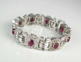 An Art Deco style ruby and diamond bracelet