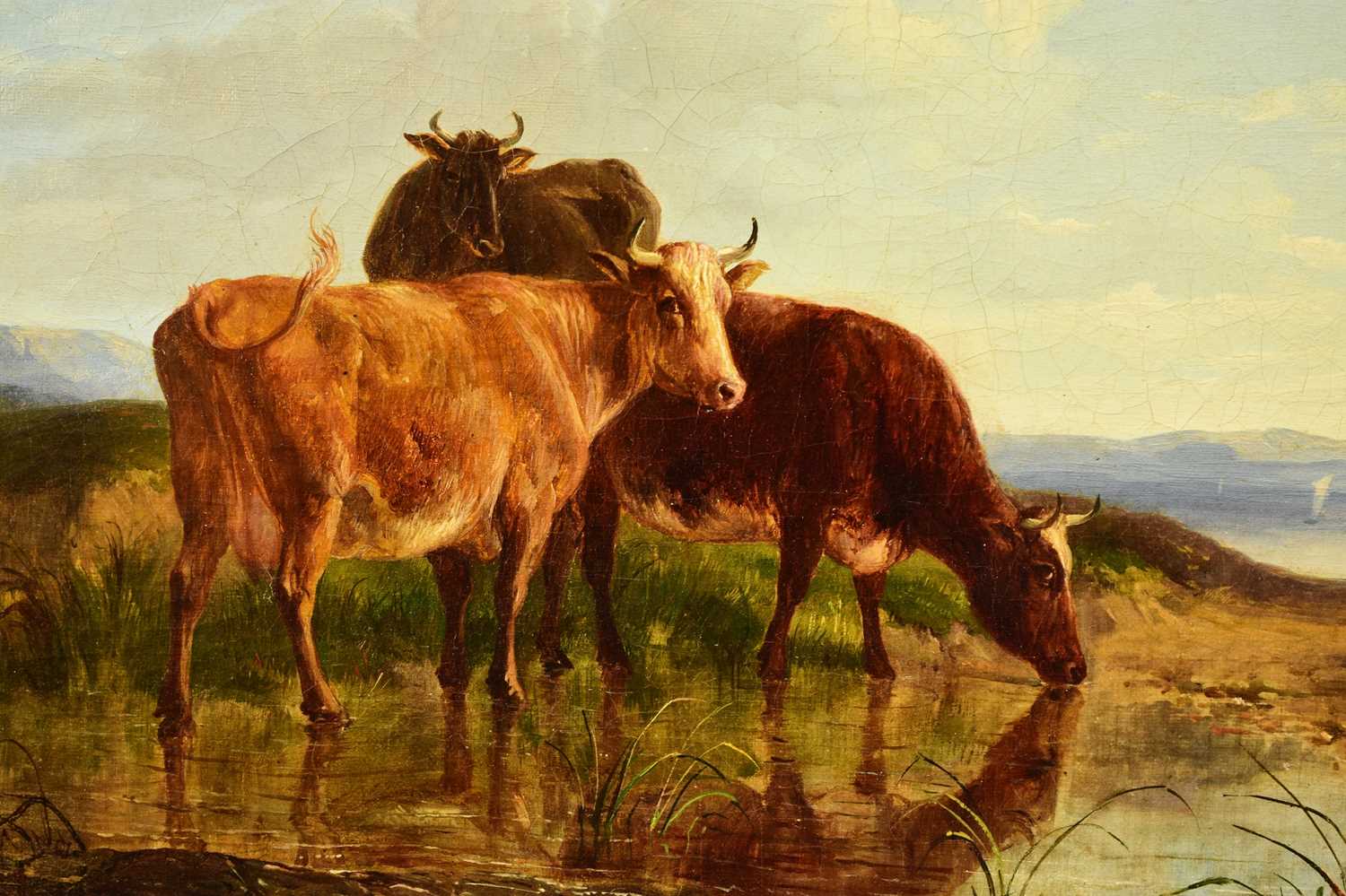 Thomas Sidney Cooper RA (1803-1902) Three Cows Watering in a Dune Landscape - Image 3 of 15