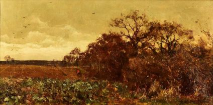 Edward Wilkins Waite (1854-1924) Hunt in Pursuit in an Autumnal Landscape