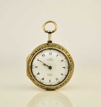 John Barbot, London: A gilt metal repeating pair case repousse pocket watch