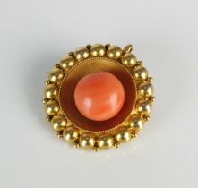 A late 19th century Etruscan revival coral brooch