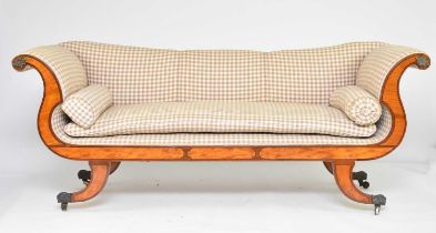 A George IV mahogany and satinwood sofa