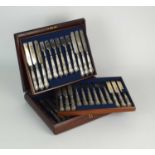 An early Victorian cased set of silver dessert knives and forks