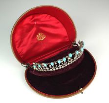 An early 20th century turquoise and paste fringe necklace / tiara