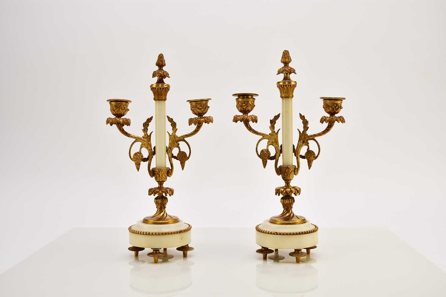 A late 19th century French Portico clock garniture - Image 6 of 8
