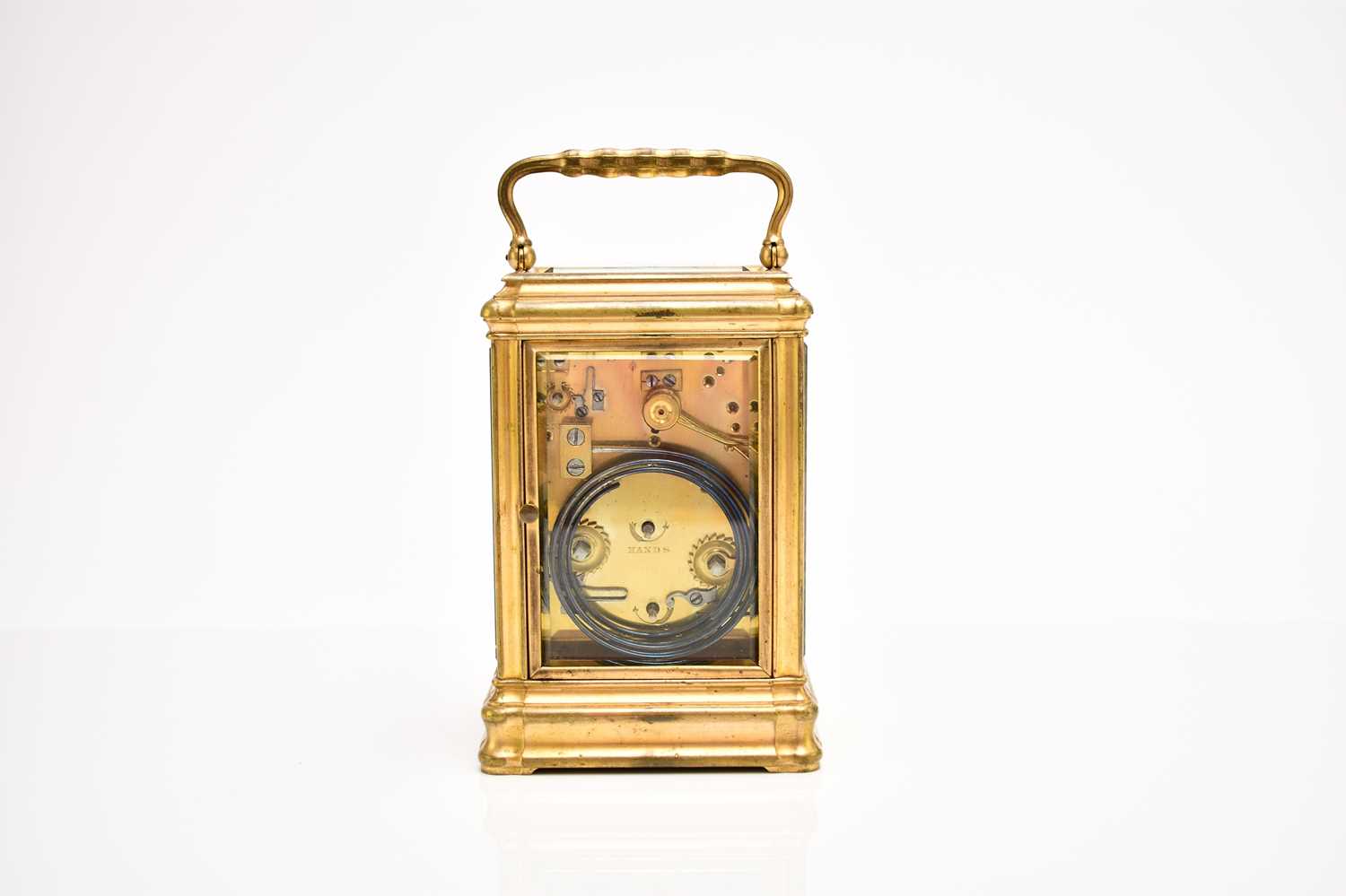 A late 19th century French gilt brass Grand Sonnerie carriage clock with repeat and alarm - Image 3 of 13