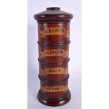 A CONTEMPORARY TREEN SPICE TOWER. 20 cm high.