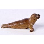 A COLD PAINTED BRONZE MODELLED AS A SEAL. 6.6cm x 3.2cm x 2.4cm