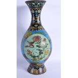 A LARGE LATE 19TH CENTURY JAPANESE MEIJI PERIOD CLOISONNE ENAMEL VASE decorated with butterflies and