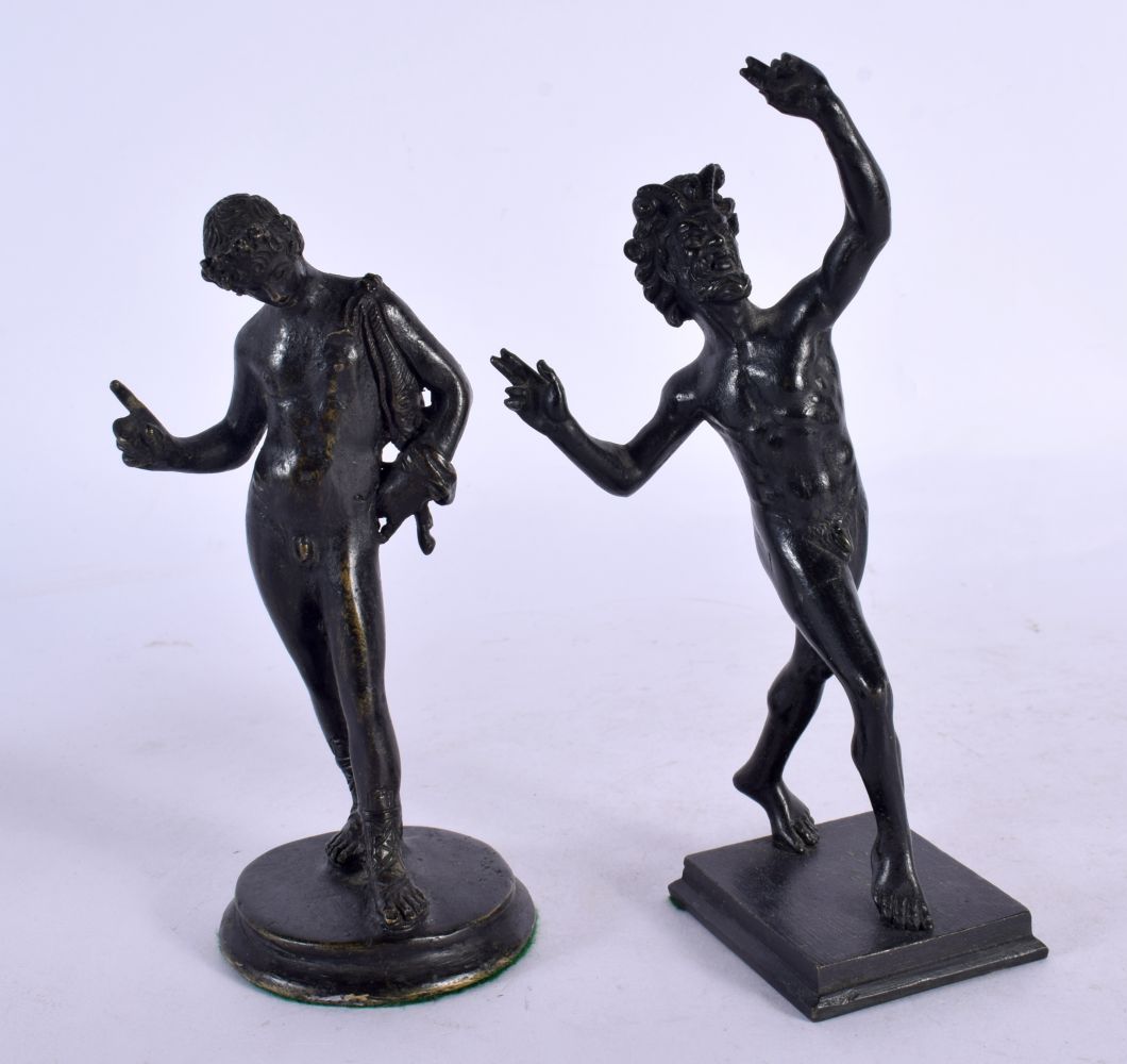 TWO 19TH CENTURY EUROPEAN GRAND TOUR BRONZE FIGURES. Largest 16 cm high. (2)