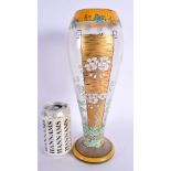 AN ANTIQUE ENAMELLED GLASS VASE. THIS VASE WAS PRODUCED BY FRITZ HECKERT OF PETERSDORF, SILESIA,
