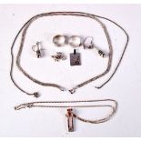 ASSORTED SILVER JEWELLERY INCLUDING 2 RINGS, 3 PENDANTS, 3 NECKLACES AND A SINGLE EARRING (11)