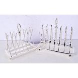 TWO SILVER PLATED TOAST RACKS. 16 cm x 18 cm. (2)